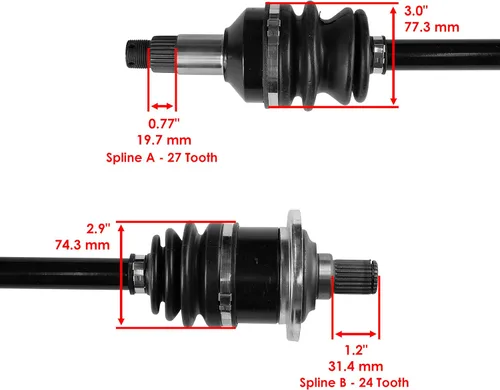 Vista 3 de Caltric Eje de junta CV delantero derecho compatible con Arctic Cat 700 4X4 Diesel / 700 Super Duty Diesel