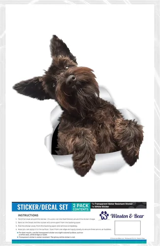 Vista 6 de Winston & Bear Lindas calcomanías de pared Schnauzer - Paquete de 2 calcomanías 3D para inodoro de perro, calcomanía para ventana de coche