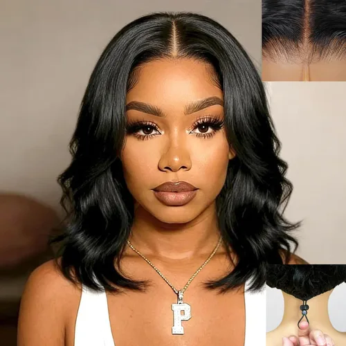 Vista 11 de Curly Bob Wig Human Hair 13x4 Hd Lace Front Wigs Human Hair Pre Plucked 10" Lace Frontal Bob Wig, 180 Dentisty, Kinky Curly, Natural Hairline with