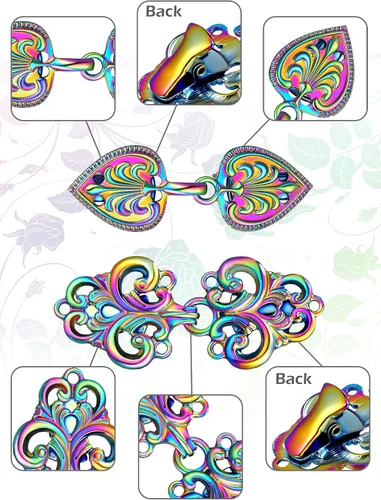 Vista 4 de WILLBOND 4 Pieces Vintage Sweater Swirl Clip Cape Cloak Clips Retro Cardigan Clip Shawl Collar Clasp Dress Shirt Brooch Clip