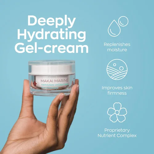 Vista 2 de Hanalei Makai Marine - Crema de gel hidratante facial, loción ligera no grasa para piel seca, una fórmula reafirmante hidratante, vegana sin