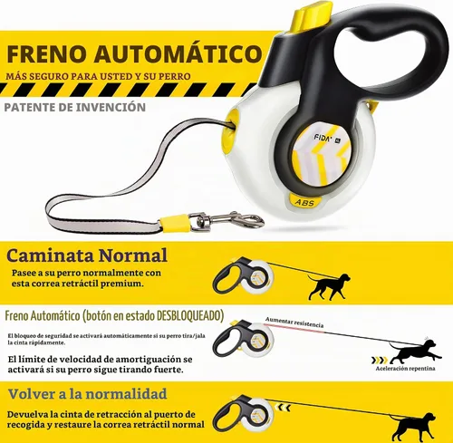 Vista 2 de FIDA AutoBrake - Correa retráctil para perro. Diseño patentado avanzado para controlar el tirón del perro, correa resistente de 16 pies sin tirón