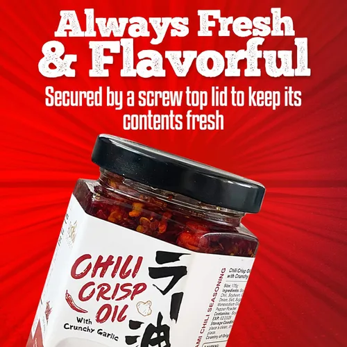 Vista 7 de Fusion Select Aceite crujiente de chile de 6.17 oz – Aceite de chile crujiente de ajo, condimento Umami con pimientos picantes para ramen coreano