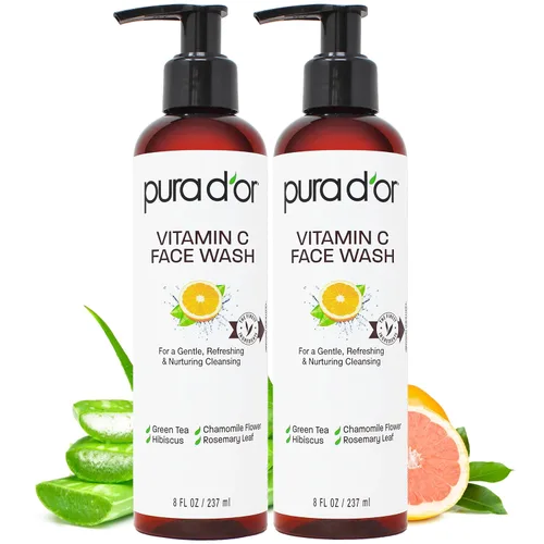 Vista 8 de PURA D'OR Limpiador facial con vitamina C de 8 onzas, limpiador facial rico en antioxidantes para un brillo radiante y un tono de piel uniforme