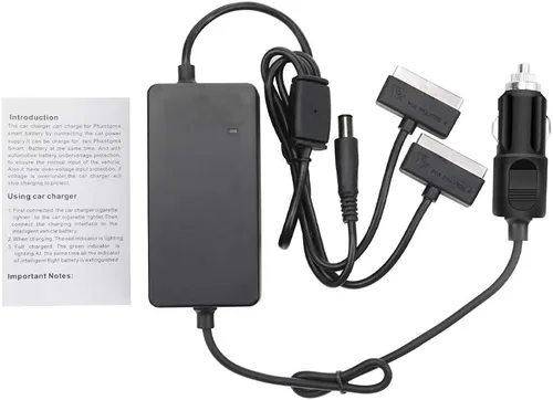 Vista 7 de Hanatora Cargador de batería para coche DJI Phantom 4/Pro V2.0/Pro+/Advanced/Advanced Plus/Obsidian Drone Batería y mando a distancia, USB Portátil