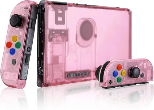 Vista 3 de eXtremeRate - Placa trasera para Nintendo Switch Console, NS Joycon con carcasa de mando de mano con botones de juego completo, carcasa de repuesto