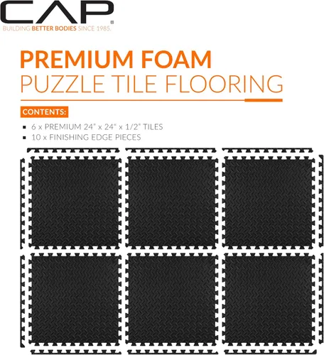 Vista 2 de CAP Puzzle Exercise Mats 1/2” Thick EVA Interlocking Foam Tiles for Home Gym Flooring Multiple Options