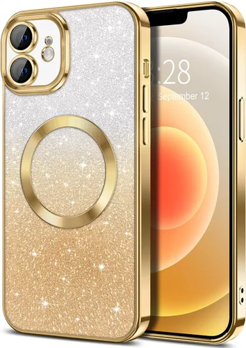 Vista 165 de Hython Funda para iPhone 13 Pro transparente con purpurina magnética [compatible con MagSafe] Protector completo de lente de cámara delgado