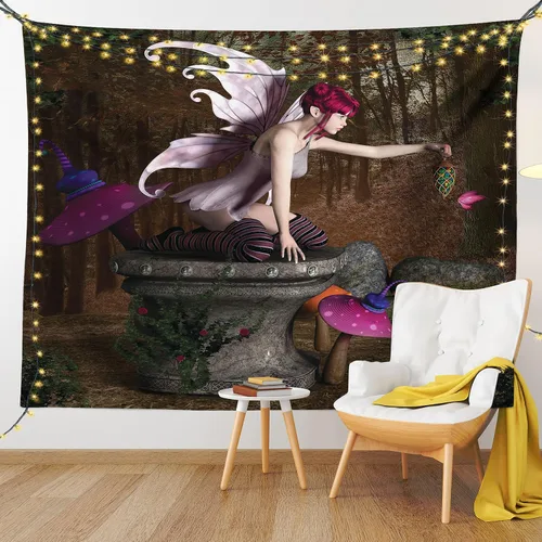 Vista 26 de Ambesonne colección de decoración del hogar, tapices de pared para recámara, sala de estar, recámara, multicolor 2-Verde oscuro Arena Marrón