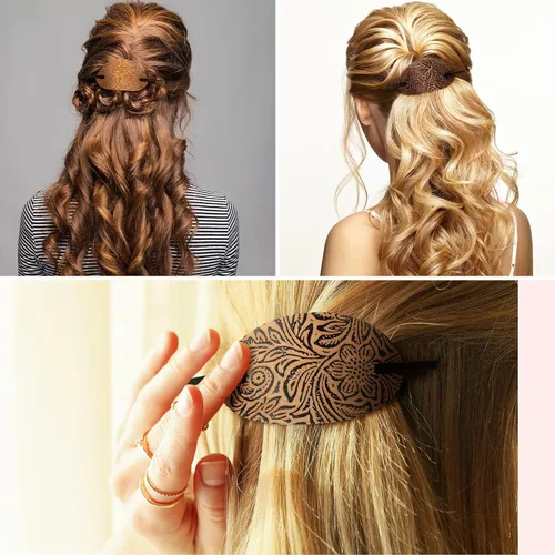 Vista 7 de Pinza para el cabello, 5 piezas de pelo sintético con pasador, forma ovalada, soportes para cola de caballo, accesorios para el cabello para mujeres