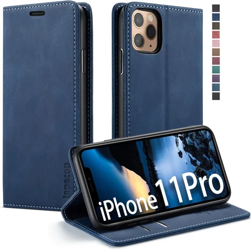 Vista 14 de japezop Funda para iPhone 11 Pro, iPhone 11 Pro funda tipo cartera para mujeres u hombres con [bloqueo RFID] soporte para tarjetas de crédito, funda