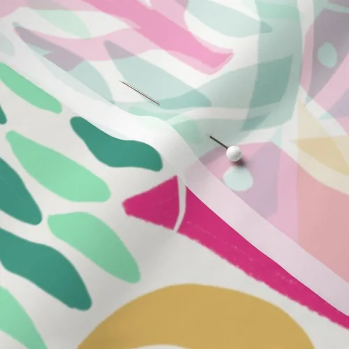 Vista 5 de Spoonflower Tela - Pájaros coloridos rosa verde bohemio botánico floral impreso en tela de gasa Fat Quarter - Ropa de moda de costura Vestidos
