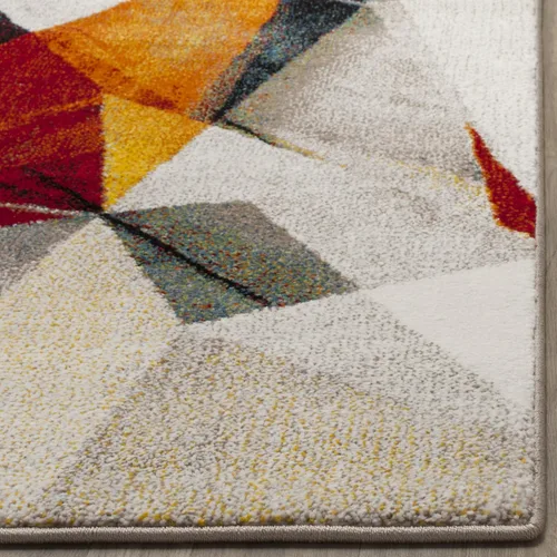 Vista 2 de SAFAVIEH Porcello Collection - Alfombra decorativa de 2 pies 3 pulgadas x 4 pies, gris claro y naranja, diseño abstracto moderno, no desprende