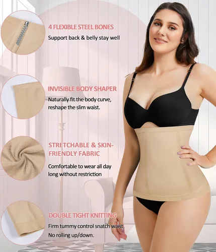Vista 3 de AOSBOEI Faja de entrenamiento de cintura para mujer, faja deportiva con control de abdomen, cinturón de recuperación posparto