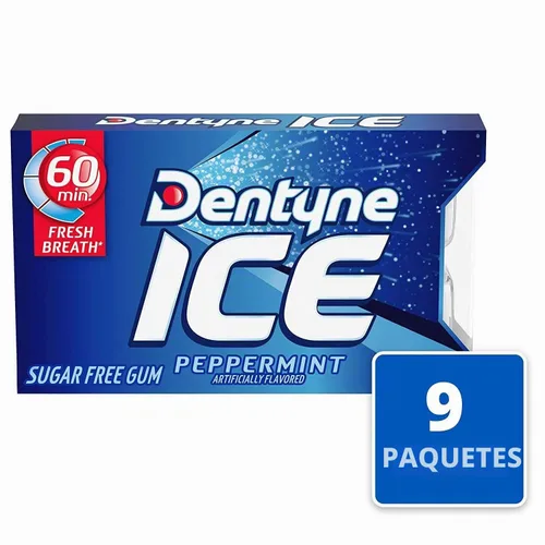 Vista 4 de Dentyne Ice - Goma de mascar sin azúcar, menta, paquete de 16 piezas (9 paquetes)