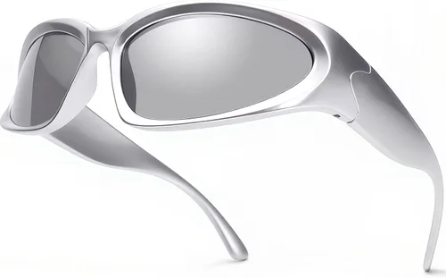 Vista 19 de LASPOR Gafas de sol deportivas envolventes para mujeres y hombres, lentes deportivos Y2K