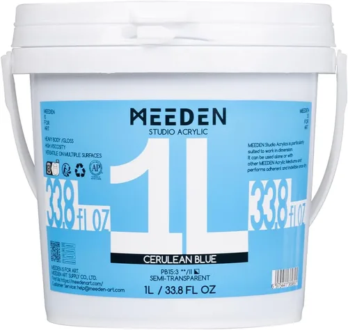 Vista 26 de MEEDEN Juego de pintura acrílica: 1L/33.8 oz x 12 colores pinturas acrílicas grandes a granel - Pinturas artísticas brillantes de cuerpo pesado