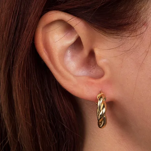 Vista 92 de Aretes de aro gruesos de oro para mujer, chapados en oro de 14 quilates, aretes de aro triple, hipoalergénicos, a la moda, aretes de aro gruesos