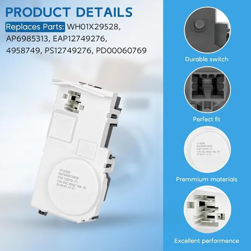 Vista 3 de Cerradura de puerta de lavadora WH01X29528 mejorada para GE, apto para GFW510SCN0WW GFW510SCN1WW GFW510SCN2WW GFW510SCN3WW GFW510SCN4WW GFW510SCN5WW