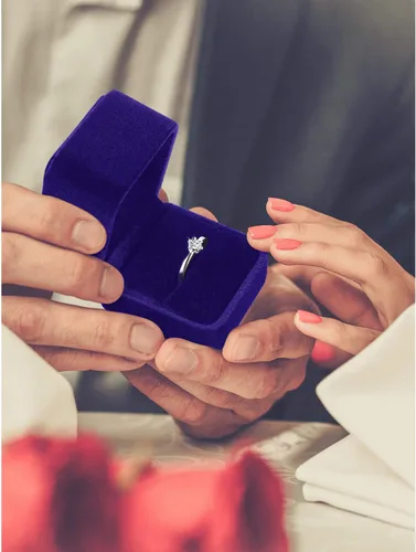 Vista 5 de Caja de 4 piezas de terciopelo para aretes, caja de regalo para boda, compromiso, cumpleaños y aniversario (azul rey)