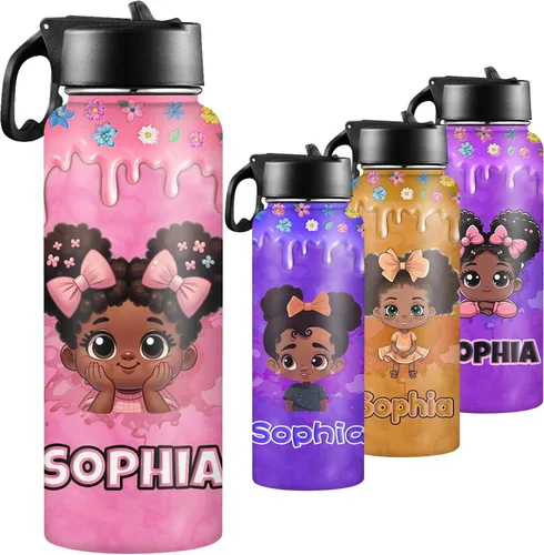 Vista 10 de Botella de agua personalizada con foto, botella de agua deportiva de acero inoxidable con imagen personalizada para niños, hombres y mujeres