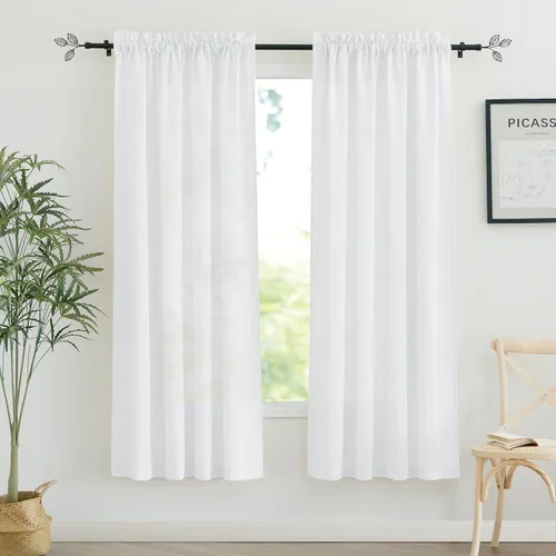 Vista 65 de RYB HOME - Cortinas de lino texturizado semitranslúcidas, privacidad media, filtro de luz, decoración de ventana para dormitorio/baño/sala de estar