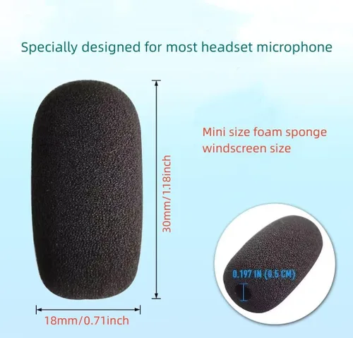 Vista 3 de 12 piezas de parabrisas de espuma para micrófono de auriculares, micrófono de 0.2 pulgadas de diámetro, filtro pop, cubierta de micrófono, mini