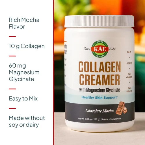 Vista 4 de KAL Crema de colágeno, sabor moca, crema de café keto con leche de coco en polvo, polvo de colágeno hidrolizado, glicinato de magnesio, crema