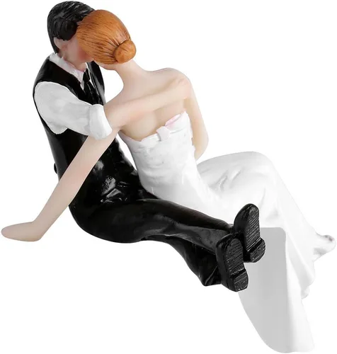 Vista 7 de BORDSTRACT Divertidos adornos para tartas de boda, romántica figura de resina con forma de novia y novio, para decoración de fiesta de banquete
