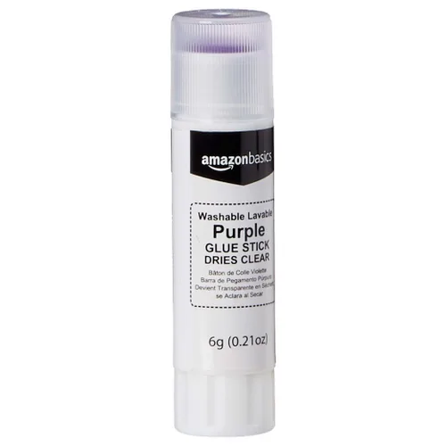 Vista 8 de Amazon Basics Pegamento escolar lavable morado, se seca transparente, barra de 0.24 onzas, paquete de 30 unidades Púrpura
