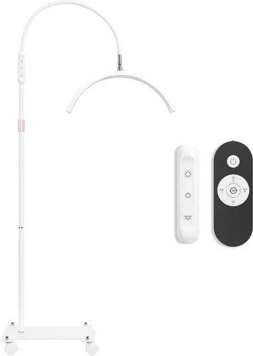 Vista 8 de Mznoo Luz de media luna con ruedas, lámpara de pestañas LED de 2500LM para extensiones de pestañas, luz de luna flexible para tecnología de Negro
