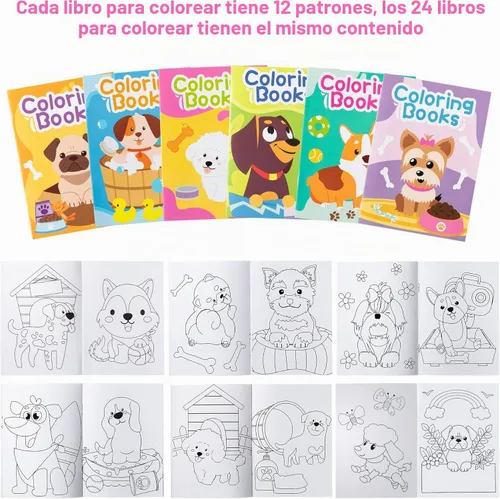 Vista 4 de 24 libros para colorear a granel para niños, libro de dibujo de arte de bricolaje (perro)
