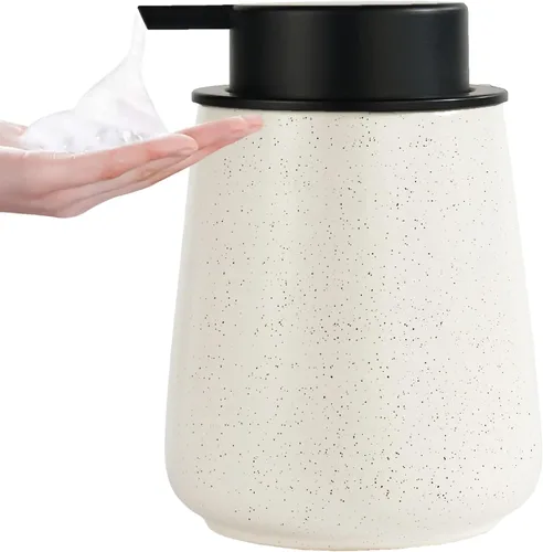 Vista 10 de Dispensador de jabón de manos de espuma de 12 onzas, dispensador de jabón espumoso negro para baño con bomba fácil de presionar, dispensador