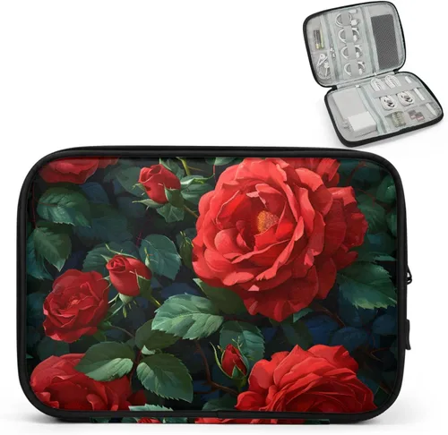 Vista 19 de Flowers Electronics - Funda organizadora de viaje, accesorios tecnológicos, bolsa de almacenamiento de cables para cables, cargador, teléfono, disco