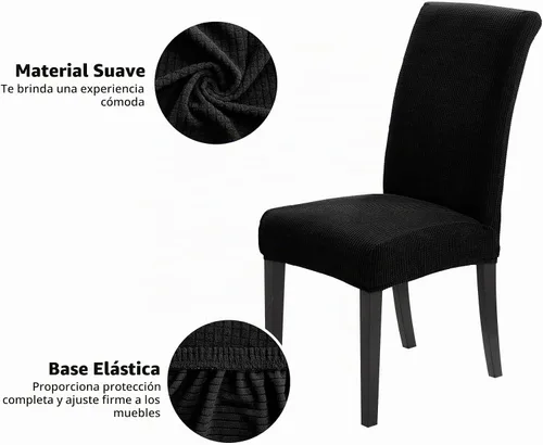 Vista 3 de Joccun - Juego de 2 fundas para sillas de comedor, fundas elásticas para sillas de comedor, fundas de asiento para sillas de comedor, funda de Negro