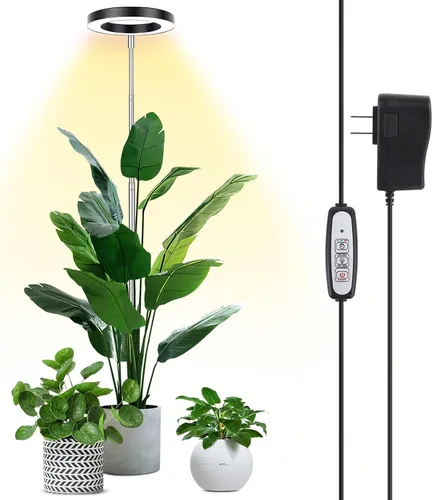 Vista 19 de LBW Luces de cultivo para plantas de interior, luz de espectro completo de 6.3 pulgadas con base, lámpara de cultivo ajustable de altura de 59