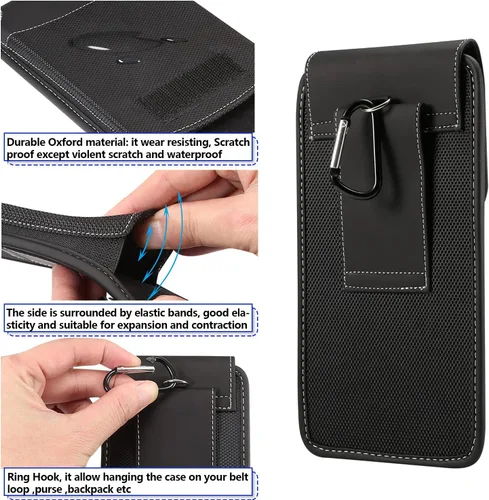 Vista 2 de Funda de cinturón vertical universal móvil para iPhone 11 Pro XS X 8 7 6, bolsa de funda resistente para Samsung s10e/S9/S8/S7/S6