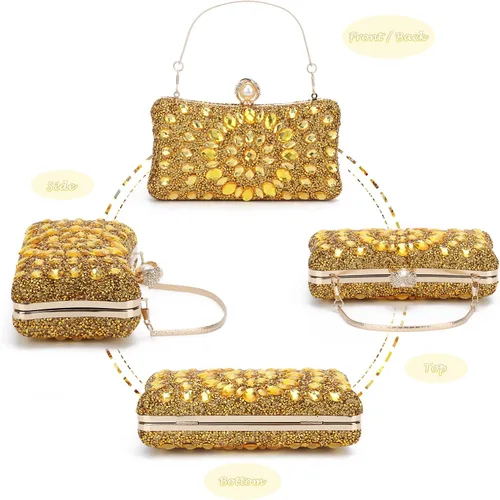 Vista 2 de Lanpet Bolso de mano multicolor con diamantes de imitación de cristal para mujer, bolso de hombro con correa de cadena