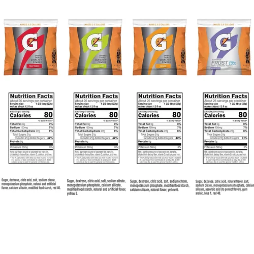 Vista 2 de Gatorade Thirst Quencher Powder - Paquete variado de 4 sabores, bolsas de 21 onzas (paquete de 32)