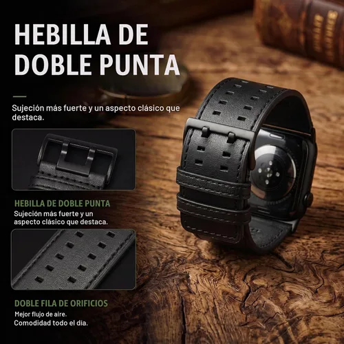 Vista 4 de Tefeca Correa Dual Series Compatible con Apple Watch Ultra 2/Ultra 49mm, Series 10 46mm, Series 9/8/7 45mm, SE2/SE/6/5/4 44mm