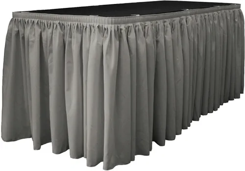 Vista 5 de LA Linen Falda de mesa de popelina de poliéster para mesas rectangulares, tela plisada para banquetes de boda, 14 pies por 29 pulgadas de largo