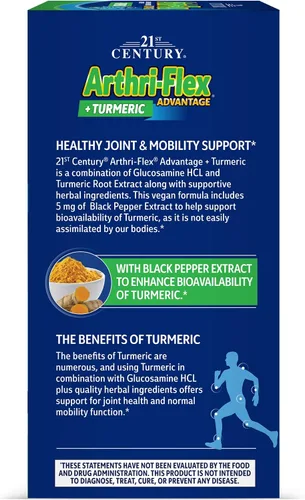 Vista 6 de 21st Century Arthri-Flex Advantage Plus - Cúrcuma vegana de glucosamina para articulaciones y movilidad con boswellia, ácido hialurónico y pimienta