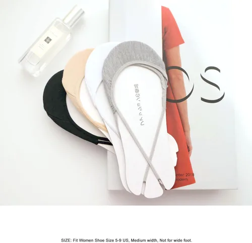 Vista 4 de LIANSHUJIA - Calcetines invisibles para mujer, 6 pares de calcetines con forro para los dedos del pie para mujer, zapatos de vestir de tacón 5-8.5
