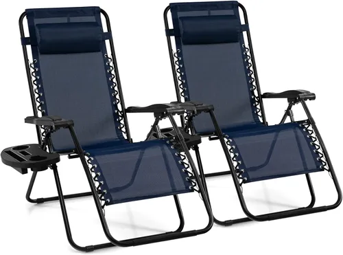 Vista 14 de Giantex Zero Gravity - Silla reclinable para patio al aire libre con portavasos y almohada extraíble, respaldo ajustable, silla de salón