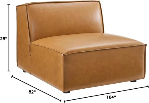 Vista 3 de Modway Restore - Sofá seccional de cuero vegano de 6 piezas en color marrón