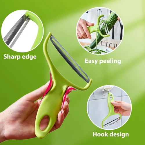 Vista 2 de Pelador de verduras de acero inoxidable, nuevas herramientas de cocina 2024, pelador de boca ancha para verduras y frutas, pelador multifuncional
