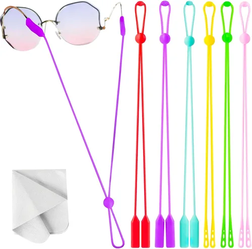 Vista 8 de BILIONE 6 correas ajustables para gafas, soporte de silicona antideslizante para gafas para mujeres y hombres, correa para gafas deportivas