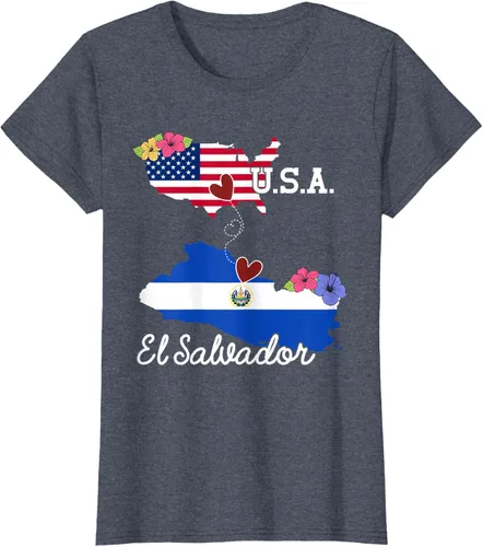 Vista 10 de Camiseta con la bandera salvadoreña de El Salvador de Estados Unidos para mujeres y hombres