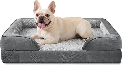 Vista 25 de L Plus - Cama ortopédica para perros grandes, sofá lavable para perros con espuma para huevos, forro impermeable y parte inferior antideslizante