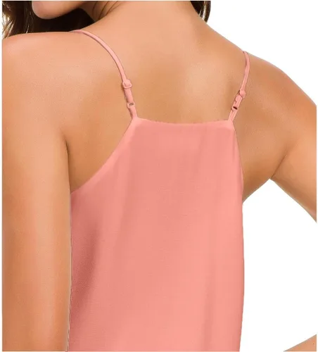 Vista 80 de Camiseta de chifón con tirantes delgados ajustables y cuello en V